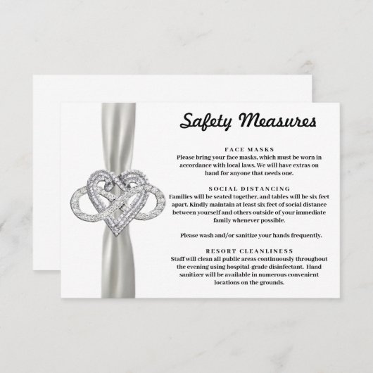 Wit Lint Oneindigheid Hart Veiligheidsmaatregelen Informatiekaartje (Voorkant / Achterkant)