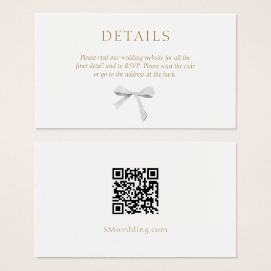 Wit | Lint Wedding Details QR Enclosure Kaart (Voorkant /achterkant)