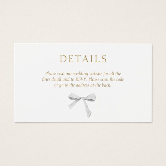 Wit | Lint Wedding Details QR Enclosure Kaart (Voorkant)