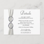 Wit Lint Zilver Infinity Bruiloft Details Informatiekaartje (Voorkant)