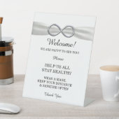 Wit Lint Zilver Infinity Bruiloft Veiligheid Reclamebord Met Voetstuk (Insitu)
