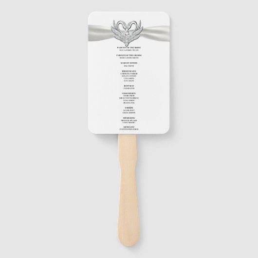 Wit Lint Zilveren Zwaan Trouwprogramma Fans Handwaaier (Achterkant)