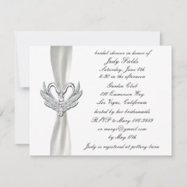 Wit Lint Zilveren Zwanen Bruidsdouche Uitnodiging