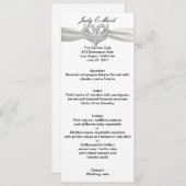 Wit Lint Zilveren Zwanen Menu Kaart (Voorkant / Achterkant)