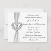 Wit Lint Zilveren Zwanen Repetitie Diner Invite Kaart (Voorkant)