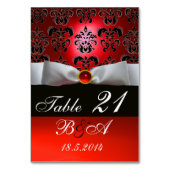 WIT LINT, ZWART ROOD DAMAST MONOGRAM KAART (Voorkant)