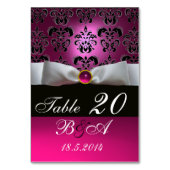 WIT LINT, ZWART ROZE FUCHSIA DAMASKUS MONOGRAM KAART (Achterkant)