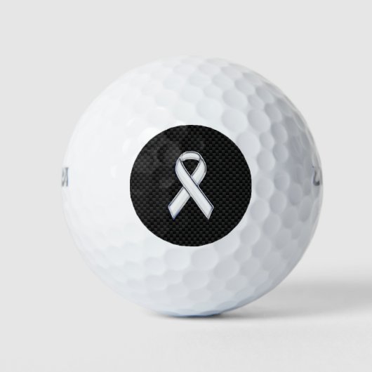 Wit lintbewustzijn bij chroom- en koolstofstijl golfballen (Voorkant)