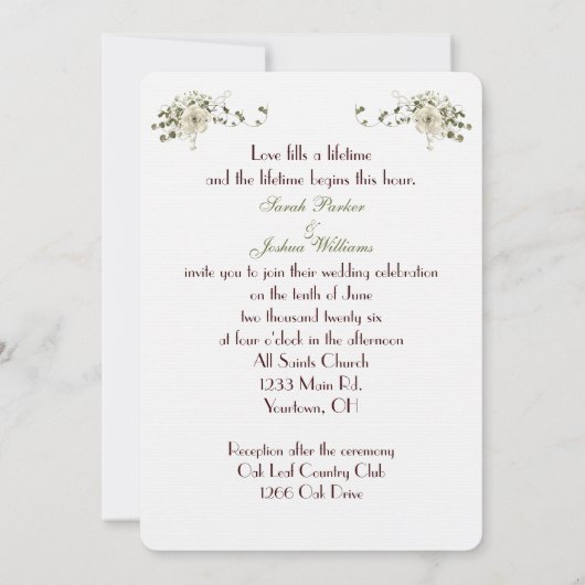 Wit-linthart bruiloft met Rings Kaart (Achterkant)