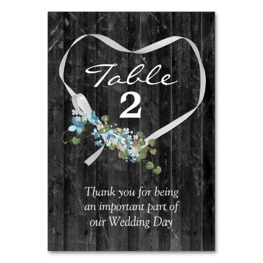 Wit lintje hart op grijs barnhout kaart (Achterkant)