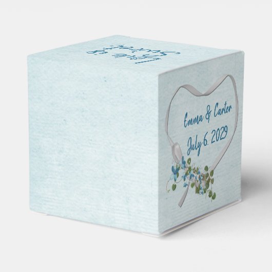 Wit lintje op Aqua Favor Box Bedankdoosjes (Achterkant)