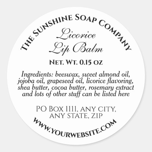 Wit lipbalsem tin label (Voorkant)