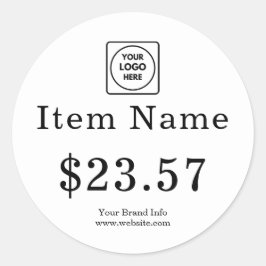Wit logo | Eenvoudige aangepaste merkprijskaart Ronde Sticker