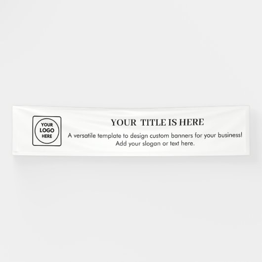 Wit Logo | Eenvoudige Minimalistische Moderne Bran Spandoek (Horizontaal)