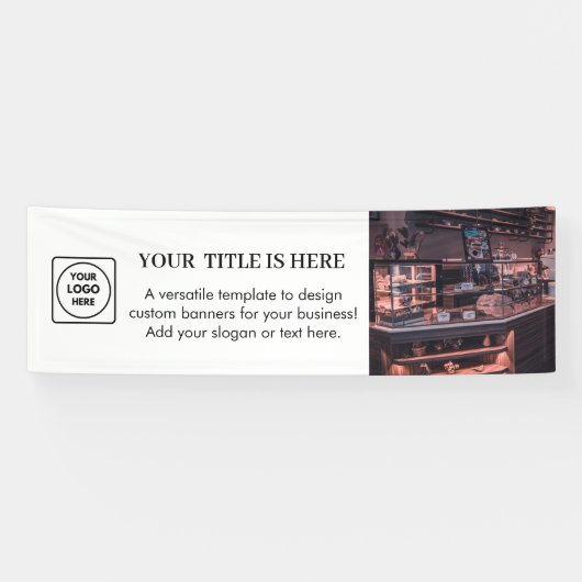 Wit Logo | Minimalistische Moderne Foto Branding Spandoek (Horizontaal)