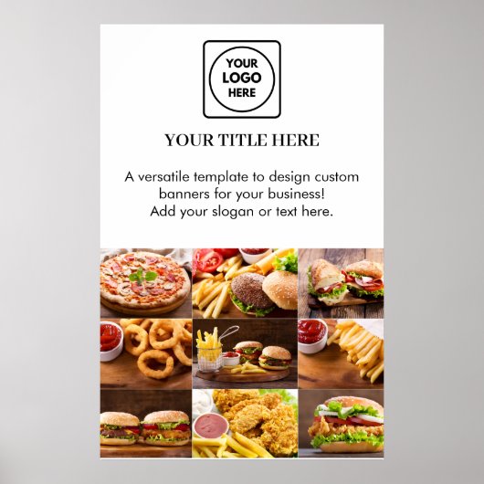 Wit Logo | Moderne Minimalistische Fotobranding Poster (Voorkant)