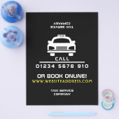 Wit logo van een taxicab met prijslijst flyer (Enkel)