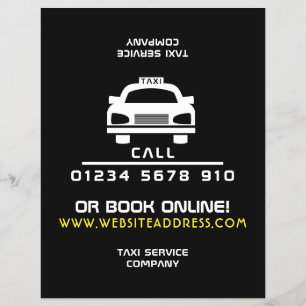 Wit logo van een taxicab met prijstabel flyer