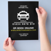 Wit logo van een taxicab met prijstabel flyer (Hand)