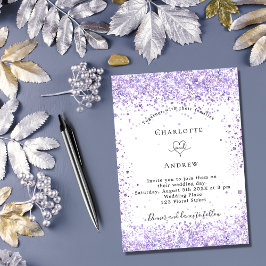 Wit-luxe witboek voor weddenschap-violet glitter kaart
