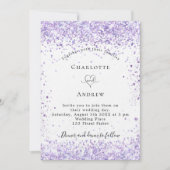Wit-luxe witboek voor weddenschap-violet glitter kaart (Voorkant)