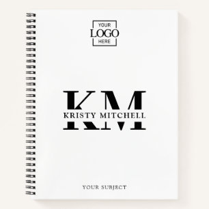 Wit Maatwerk Bedrijfslogo Zakelijk Monogram Notitieboek