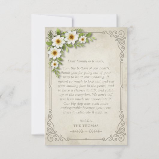  wit madeliefje bloemenromantische rustieke bruilo bedankkaart (Achterkant)