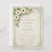 wit madeliefje bloemenromantische rustieke bruilo kaart (Voorkant)