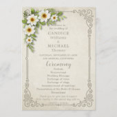 wit madeliefje bloemenromantische rustieke bruilo programmakaart (Voorkant)