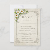  wit madeliefje bloemenromantische rustieke bruilo RSVP kaartje (Voorkant)