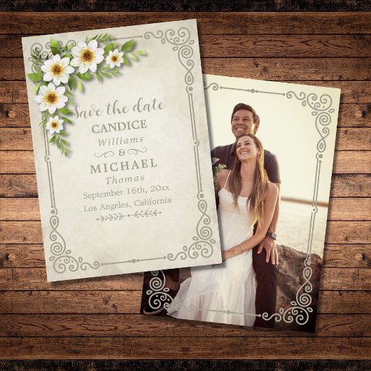 wit madeliefje bloemenromantische rustieke bruilo save the date