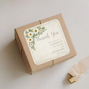  wit madeliefje bloemenromantische rustieke bruilo vierkante sticker