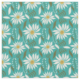  wit madeliefje turquoise bloemig stof