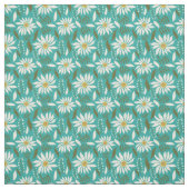  wit madeliefje turquoise bloemig stof (Swatch)