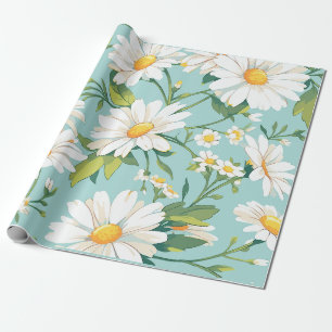 Wit Madeliefjes Bloempatroon Cadeaupapier