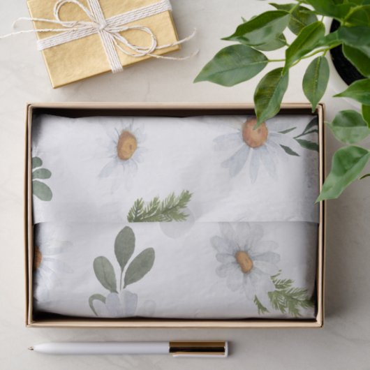 Wit madeliefjes tissuepapier, Witte madeliefjes Tissuepapier (Geschenk)