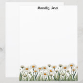 Wit madeliefjes weide briefpapier (Voorkant / Achterkant)
