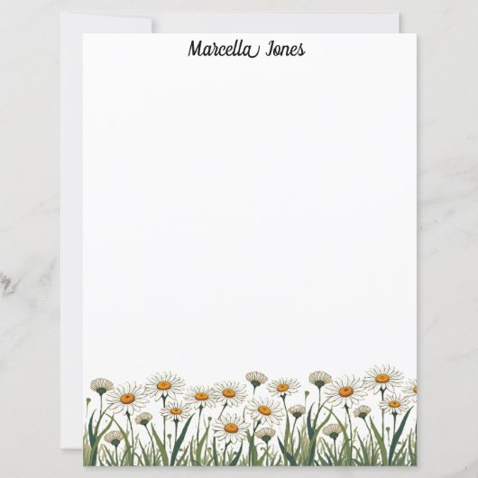 Wit madeliefjes weide briefpapier (Voorkant)