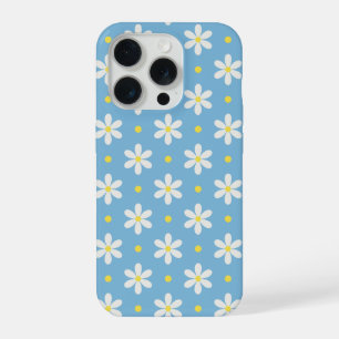 Wit Madeliefjespatroon Aangepaste Achtergrond iPhone 15 Pro Case