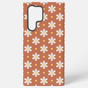 Wit Madeliefjespatroon Aangepaste Achtergrond Samsung Galaxy Hoesje