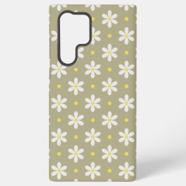 Wit Madeliefjespatroon Aangepaste Achtergrond Samsung Galaxy Hoesje