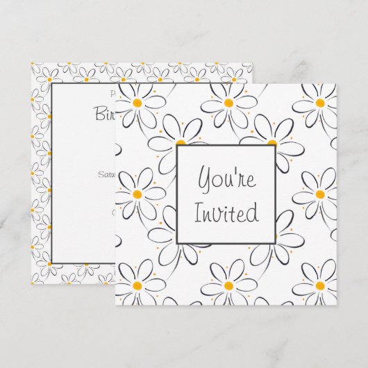 Wit Madeliefjespatroon Kaart (Voorkant / Achterkant)