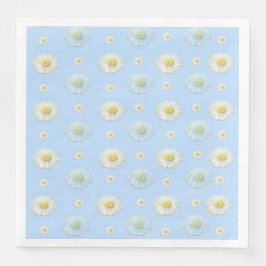 Wit Madeliefjespatroon op Lichtblauwe Achtergrond Servet