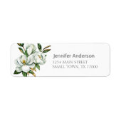 Wit Magnolia Bloem Adreslabel Etiket (Voorkant)