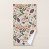 wit magnolia bloesem florapatroon bad handdoek (Handdoek)