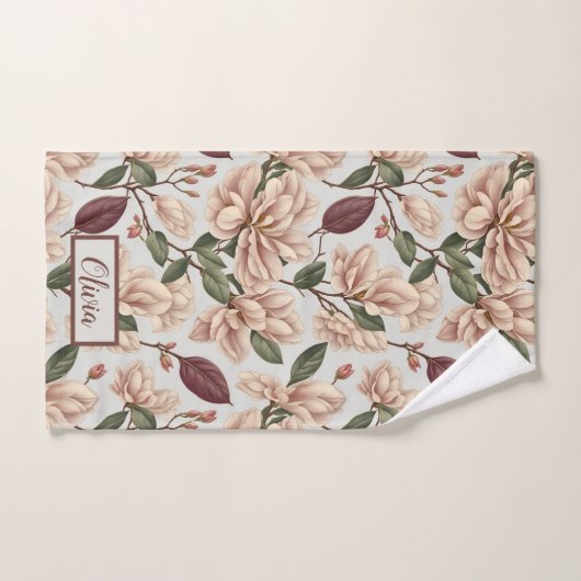 wit magnolia bloesem florapatroon bad handdoek (Handdoek)