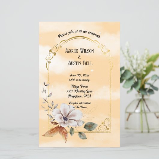 Wit Magnolia Blossom Gold Lijst (Staand voorkant)