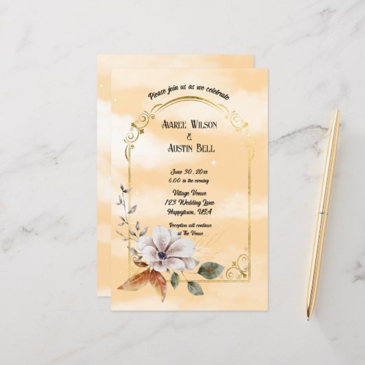 Wit Magnolia Blossom Gold Lijst (Voorkant / Achterkant in situ)