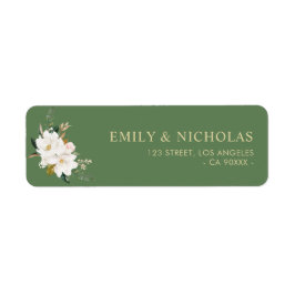 wit magnolia floral green address label