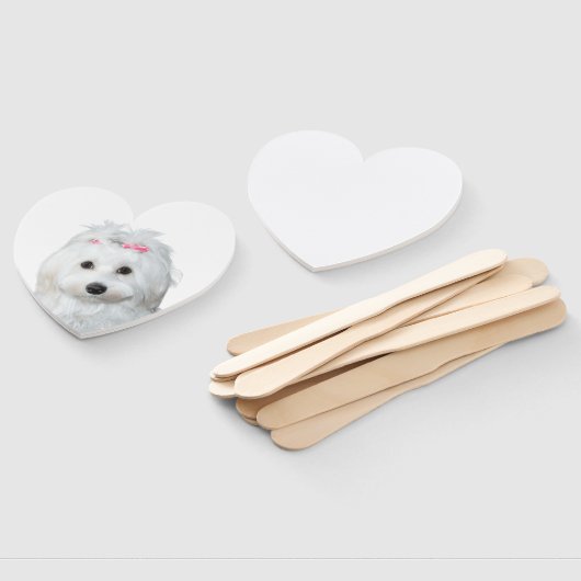 Wit Maltees Gevoelig Sweetness Label Handwaaier (Niet-gemonteerd)